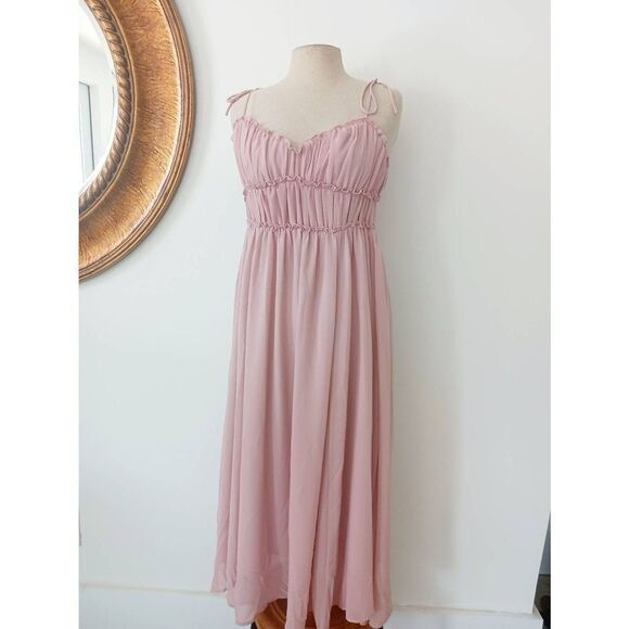 Anthopology O.P.T. One Pretty Time Pink Gigi Chiffon Midi Dress in Blush… - Picture 6 of 9